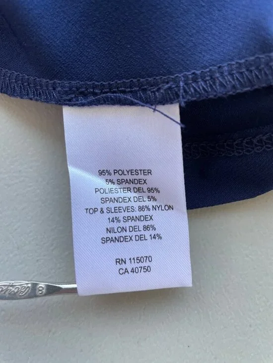 Nina Leonard Illusion Swing Dress Size Medium High Low 3/4 Sleeve Polka Dot NEW - Picture 8 of 11